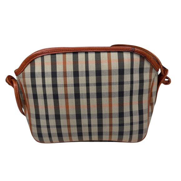 Daks London Crossbody Handbag Plaid With Leather Trim - Picture 3 of 12